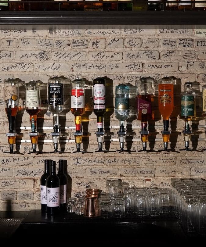 Bottles behind the bar at The Normandie Club in LA