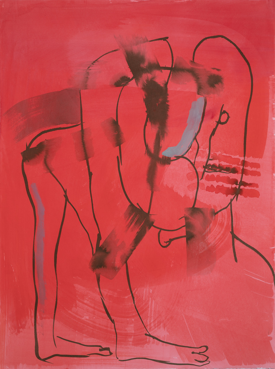 A red print by Camille Henrot