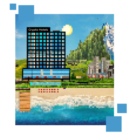 What are travel NFTS? | a pixilated hotel in the Metaverse