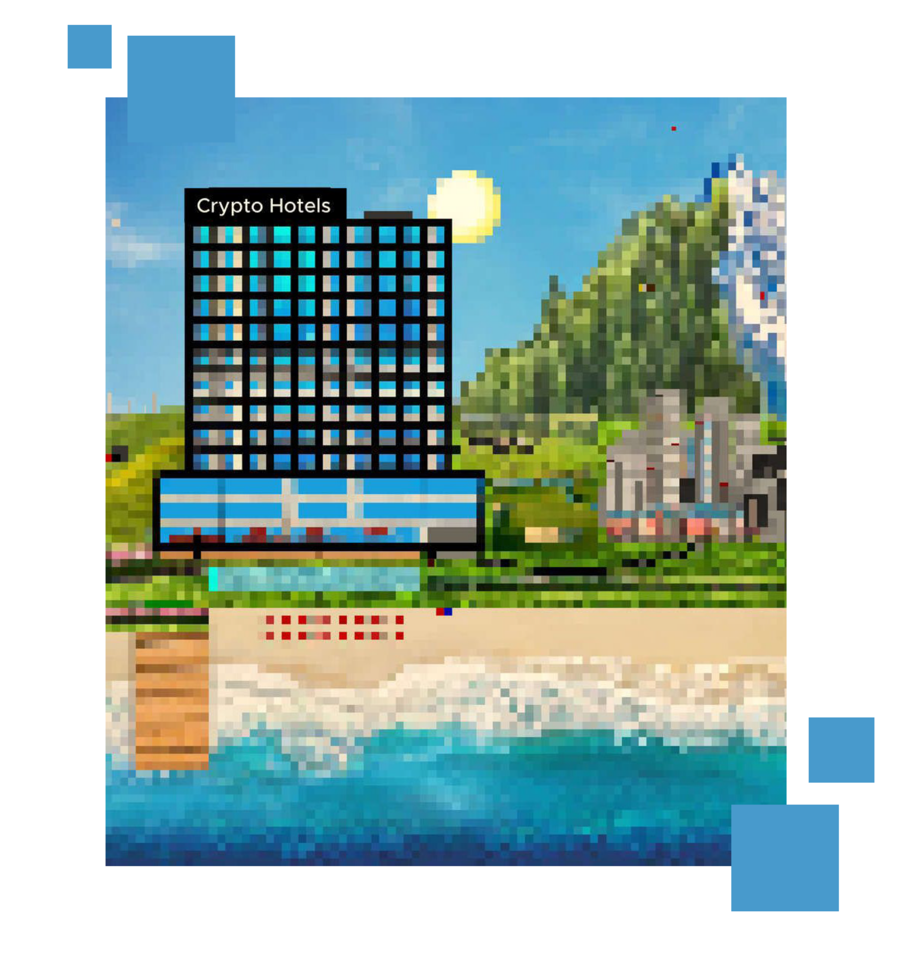 What are travel NFTS? | a pixilated hotel in the Metaverse
