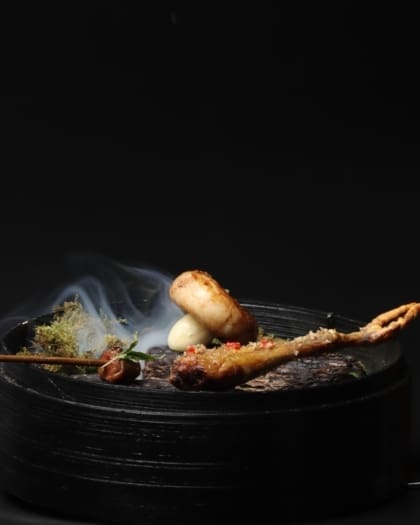 Bangkok's best restaurants | A art-like dish with a smoking mushroom at Potong
