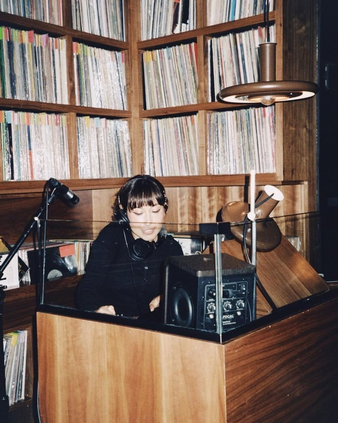 DJ Xica Soul behind the decks at Gold Line Bar