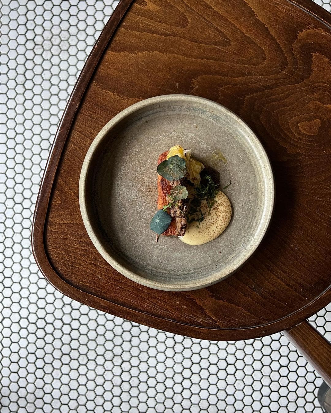 The best restaurants in Hackney | an aerial view of a fine dining dish at Pidgin