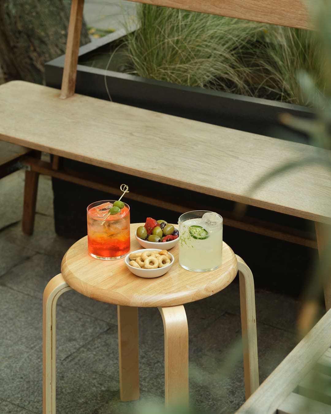 Cocktails on the terrace at Popham's, London Fields