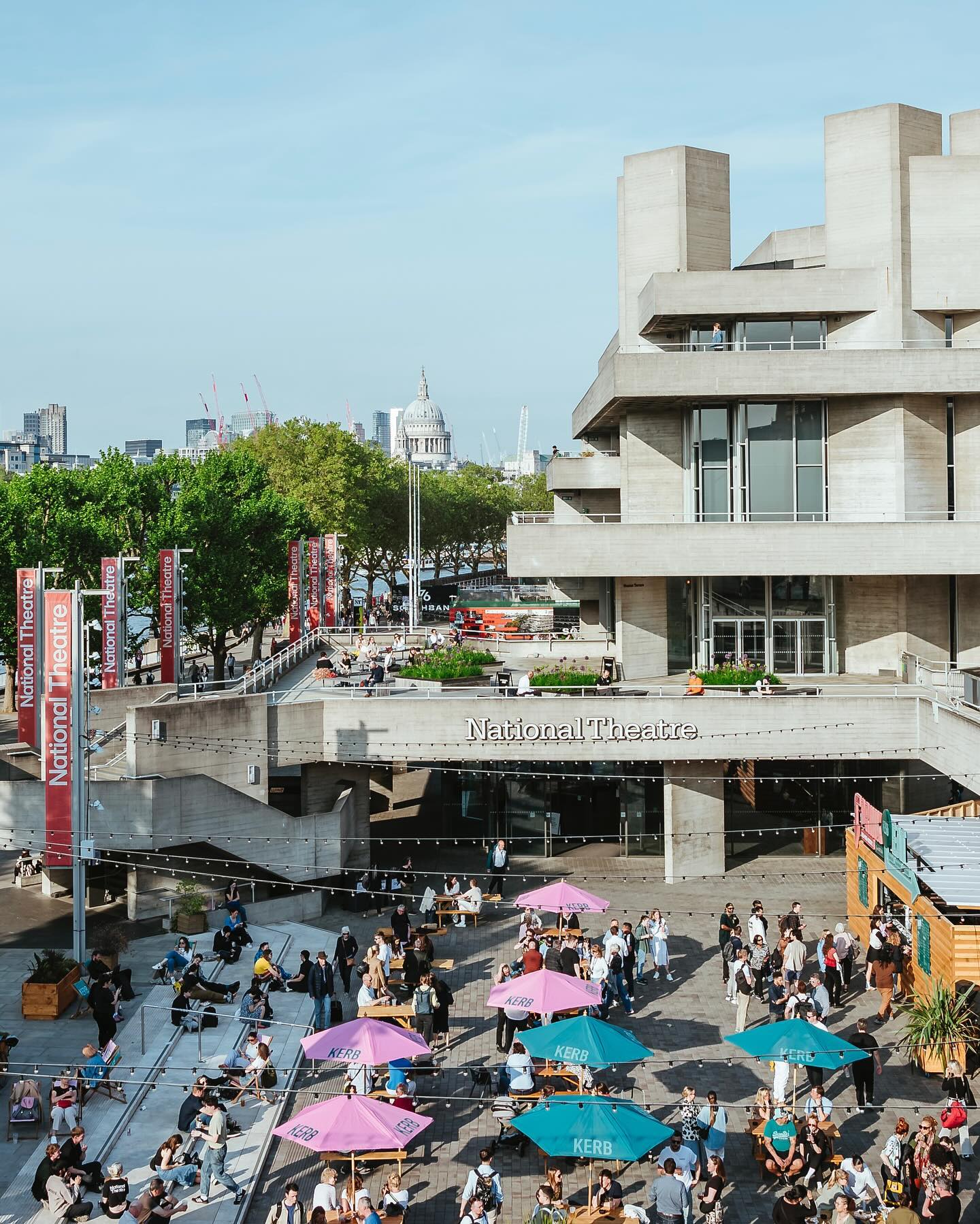 Outdoor seating at National Theatre in summer