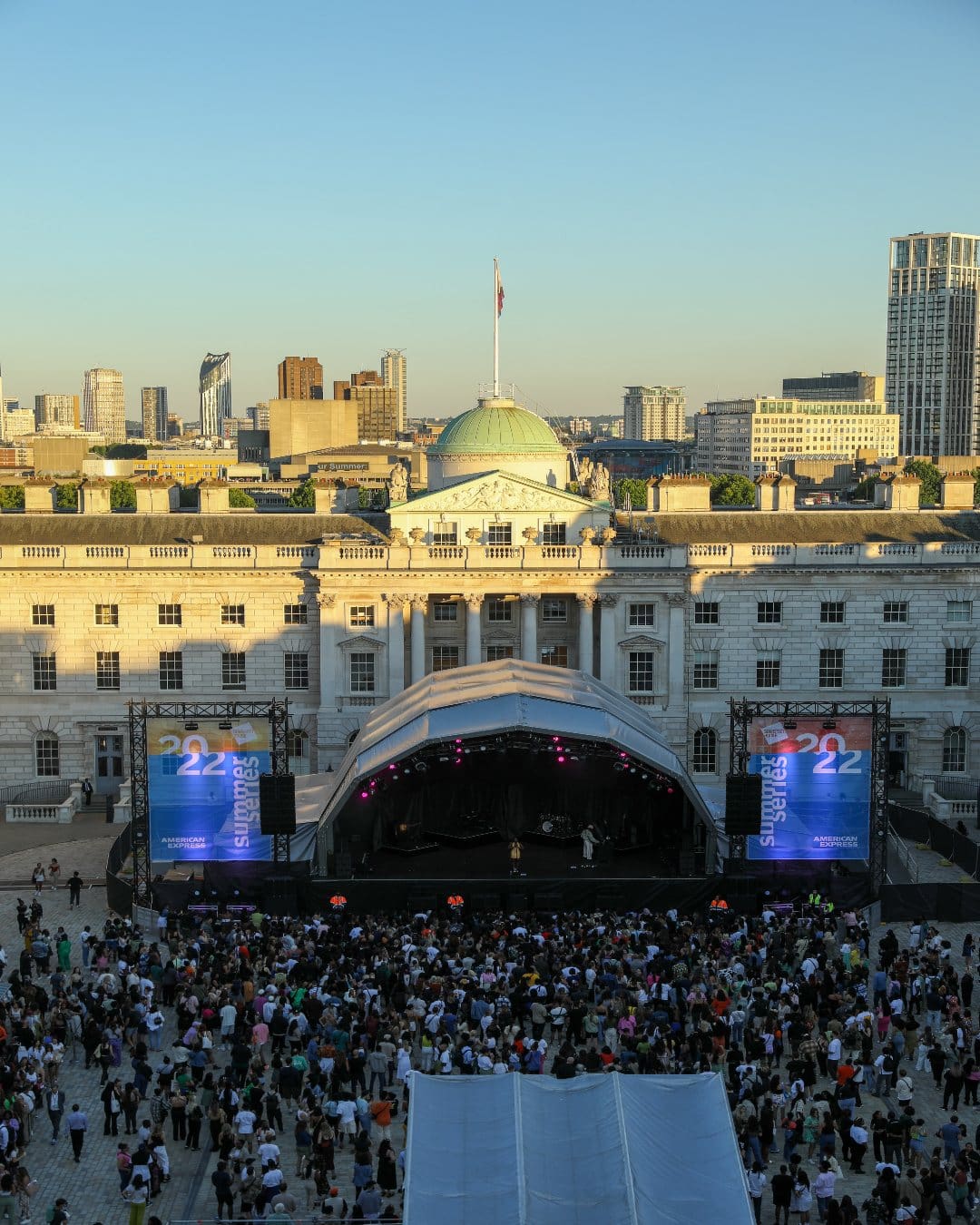 Somerset House Summer Series crowd at sunset