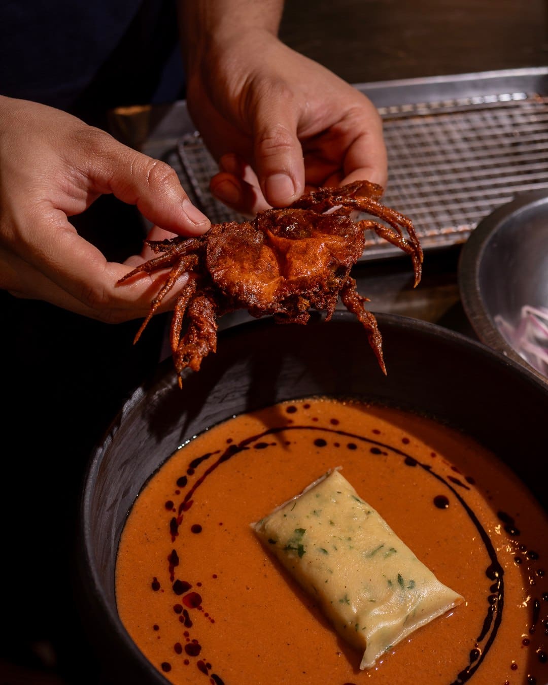 A shrimp dish from Masala y Maíz