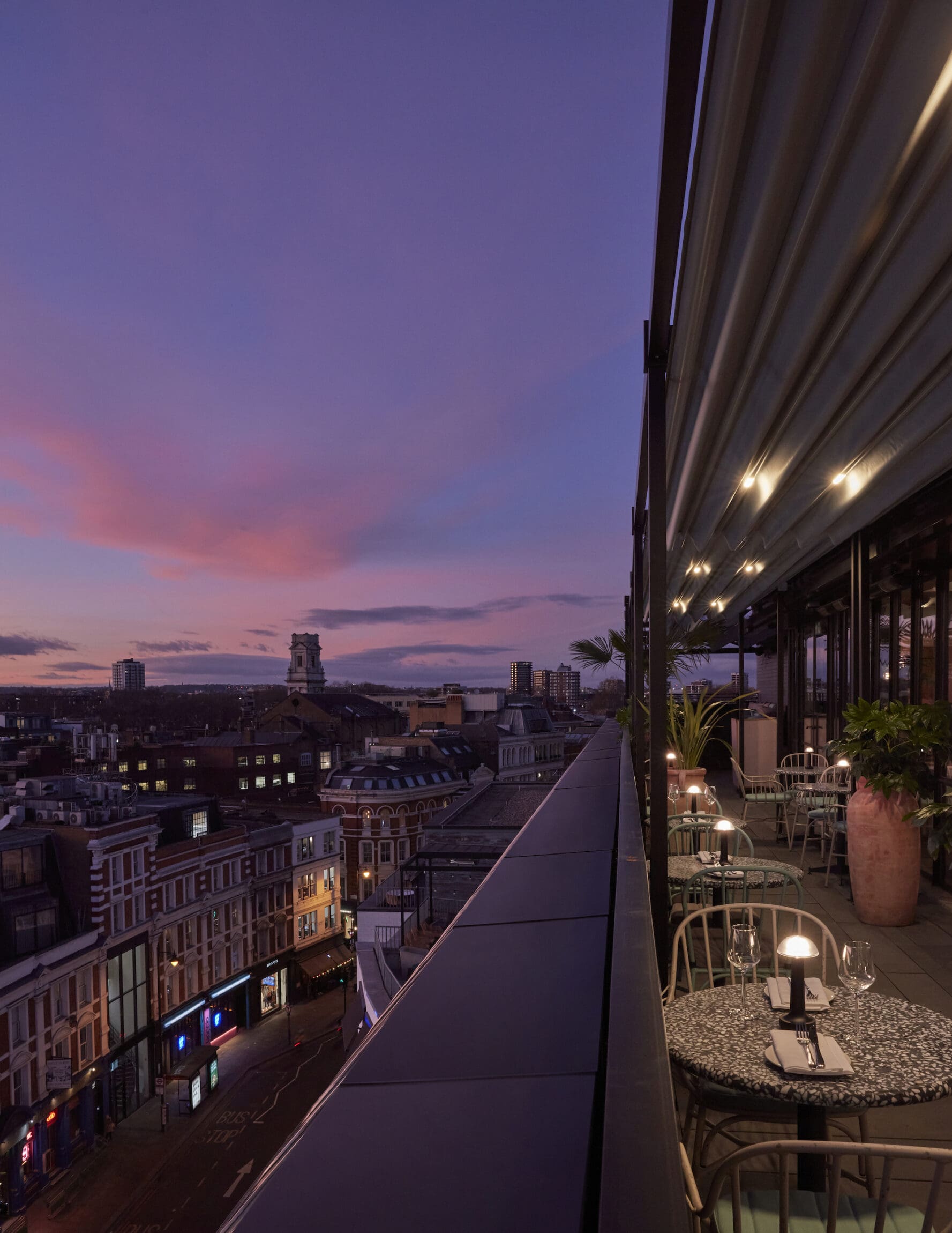 Sunset views at One Hundred Shoreditch rooftop