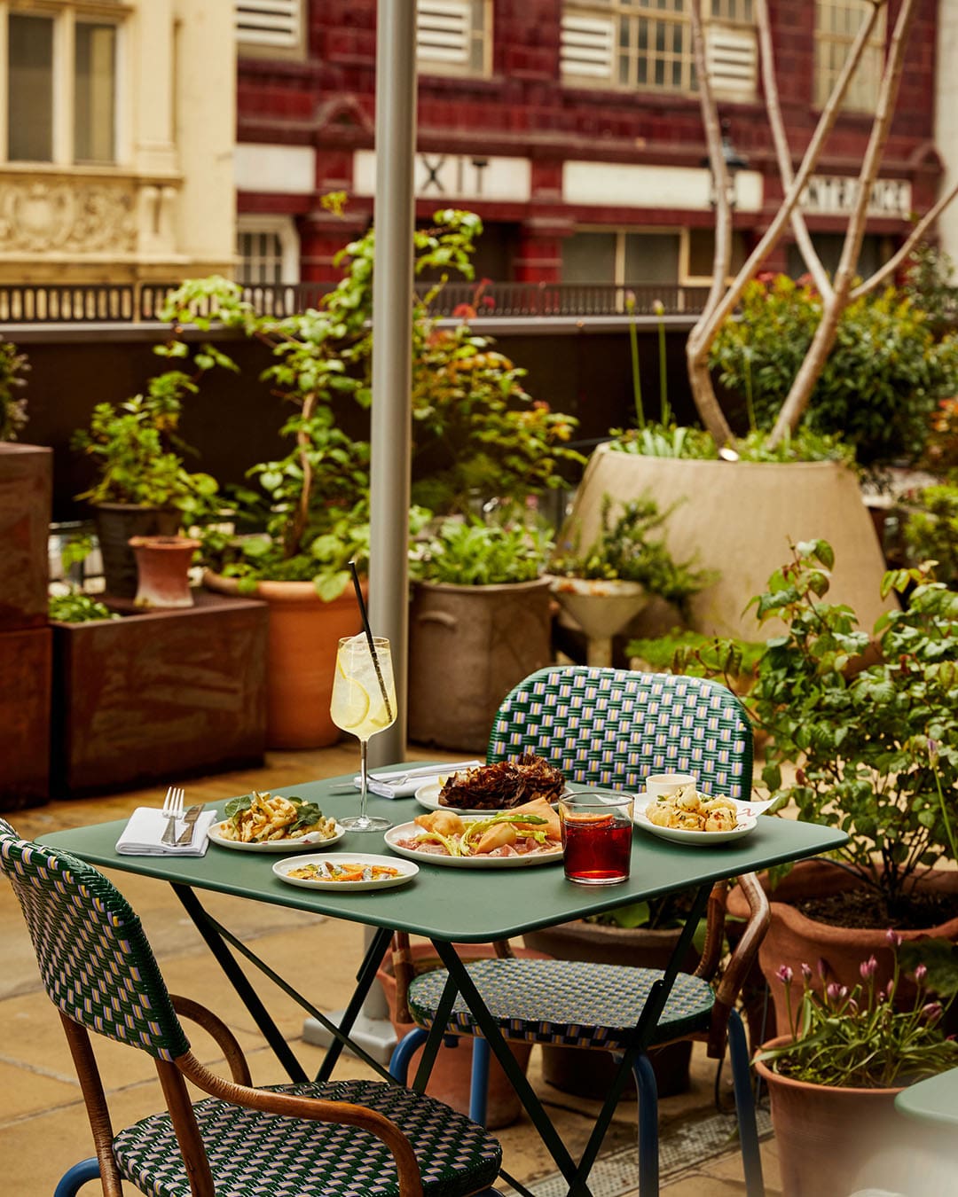 The best outdoor restaurants in London | A plant-framed table at Toklas restaurant in the Strand