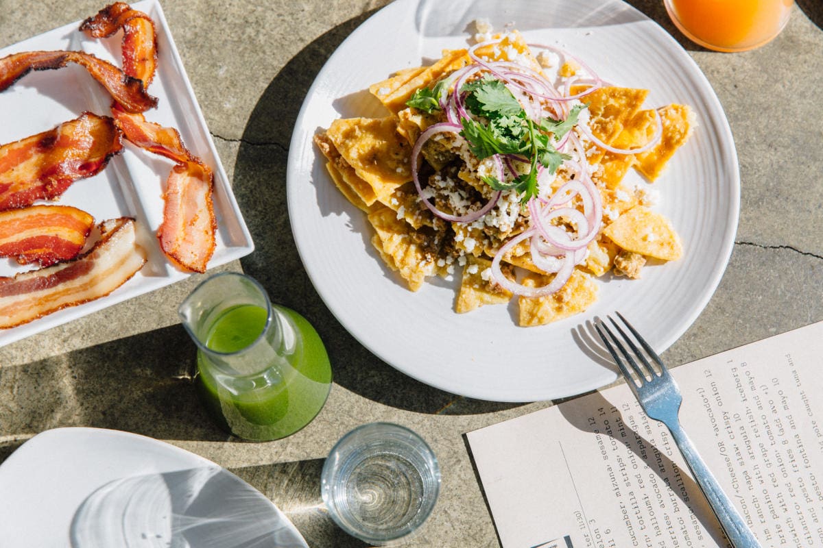 Brunch tacos and a green juice at Cheeky's, Palm Springs