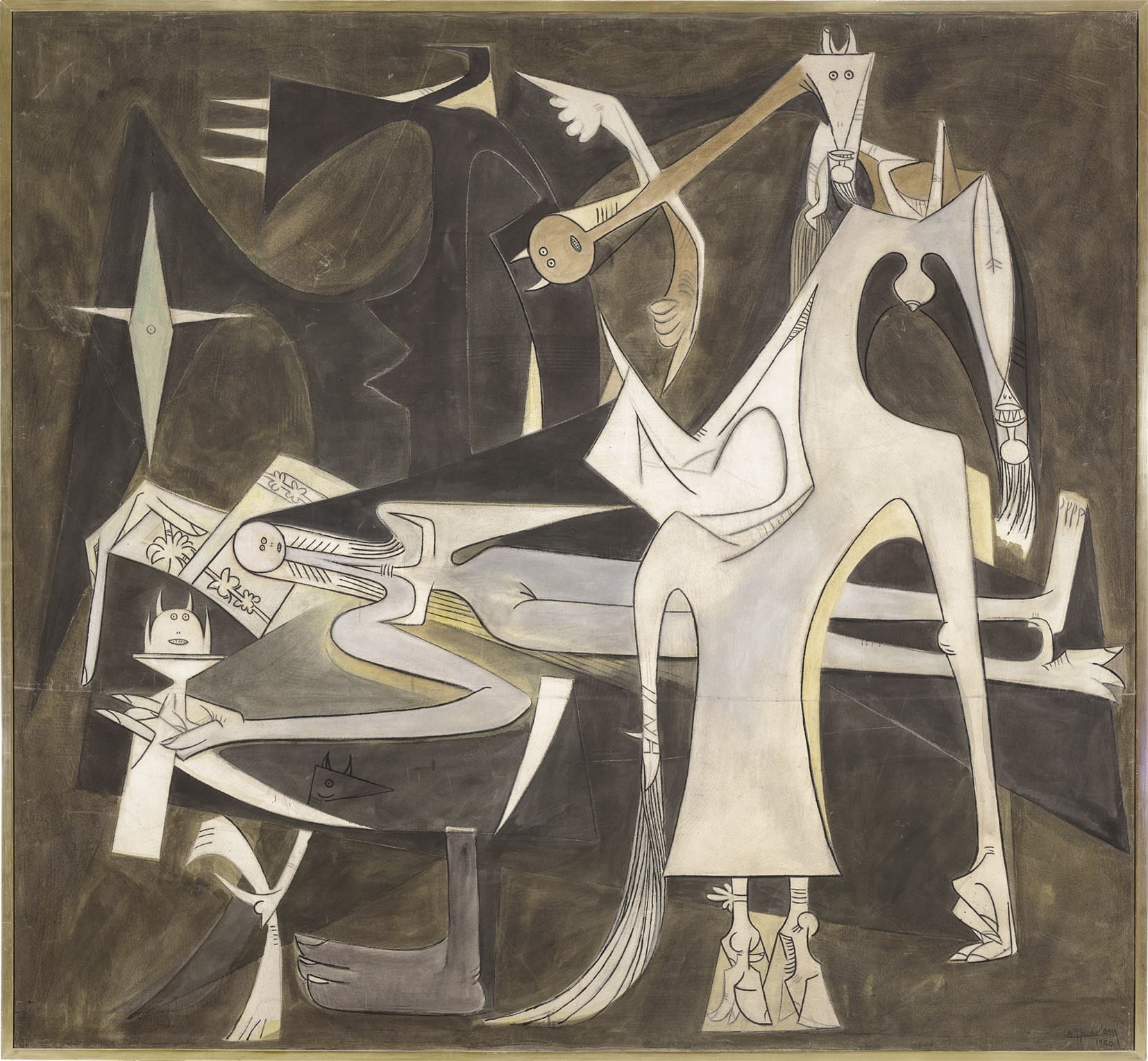 The best art galleries and museums in Mexico City | An angular painting by Wilfredo Lam, on display at the Palacio de Bellas Artes in Mexico City.