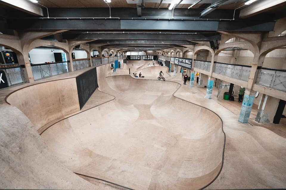 A weekend in Hastings | A view of the underground skate park Source in Hastings, with concrete pillars on either side, and steel struts visible overhead