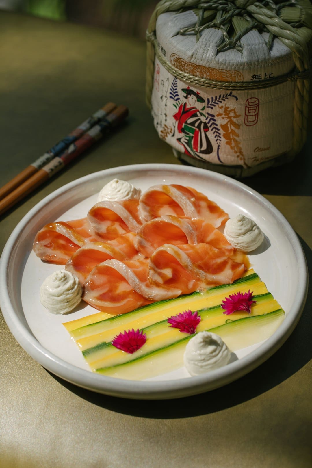 Salmon yuzu truffle at Mizu Izakaya in Mumbai