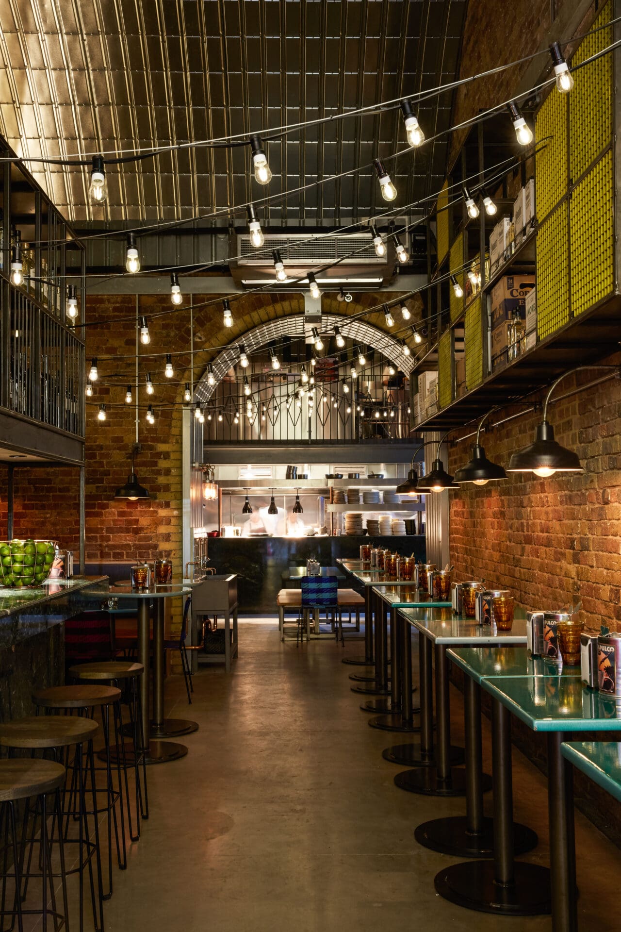 Best restaurants in London Bridge and Borough | Lights are strung across the restaurant under the arches at El Pastor