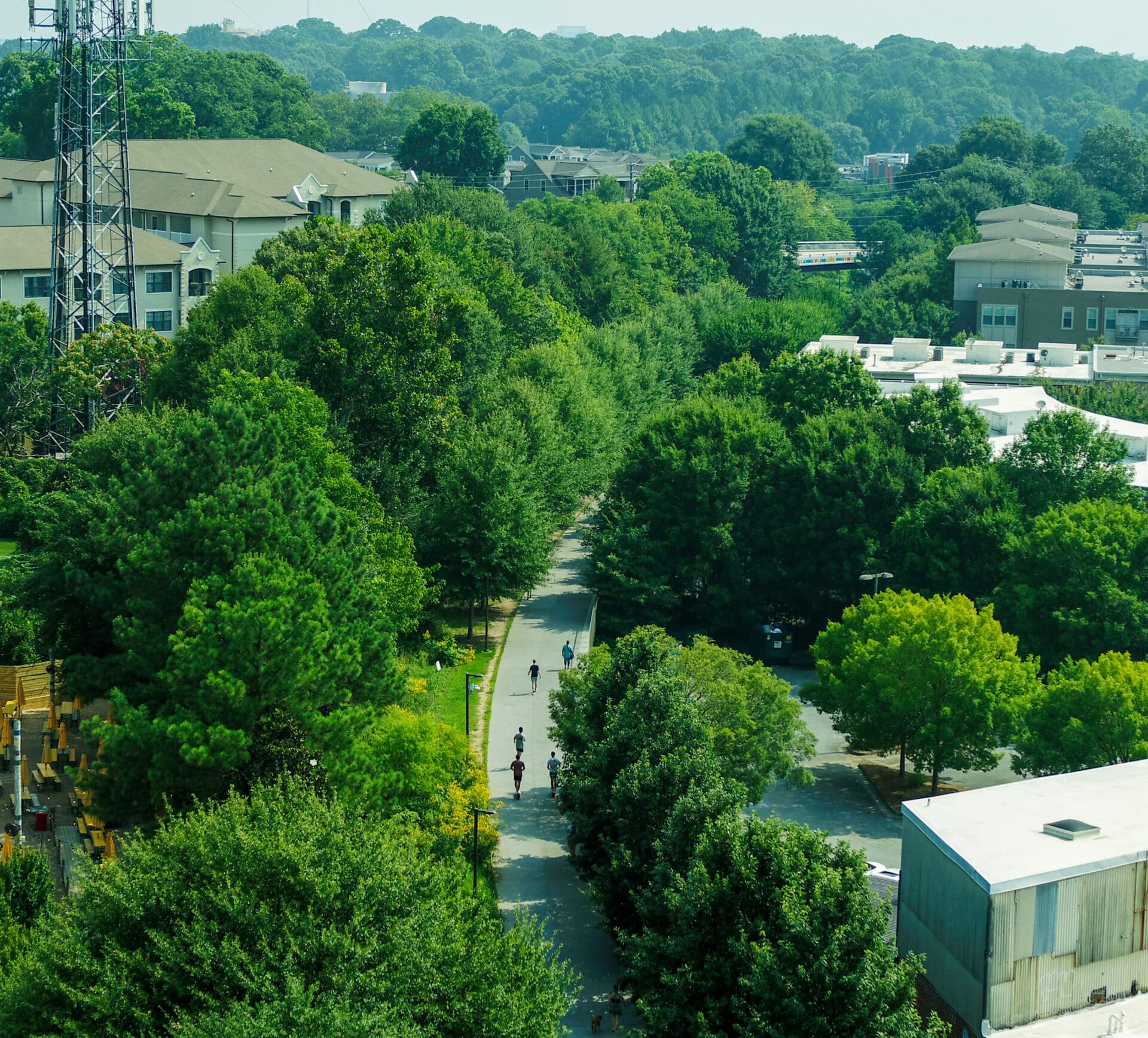 View from above of the BeltLine pathway in Atlanta, Georgia