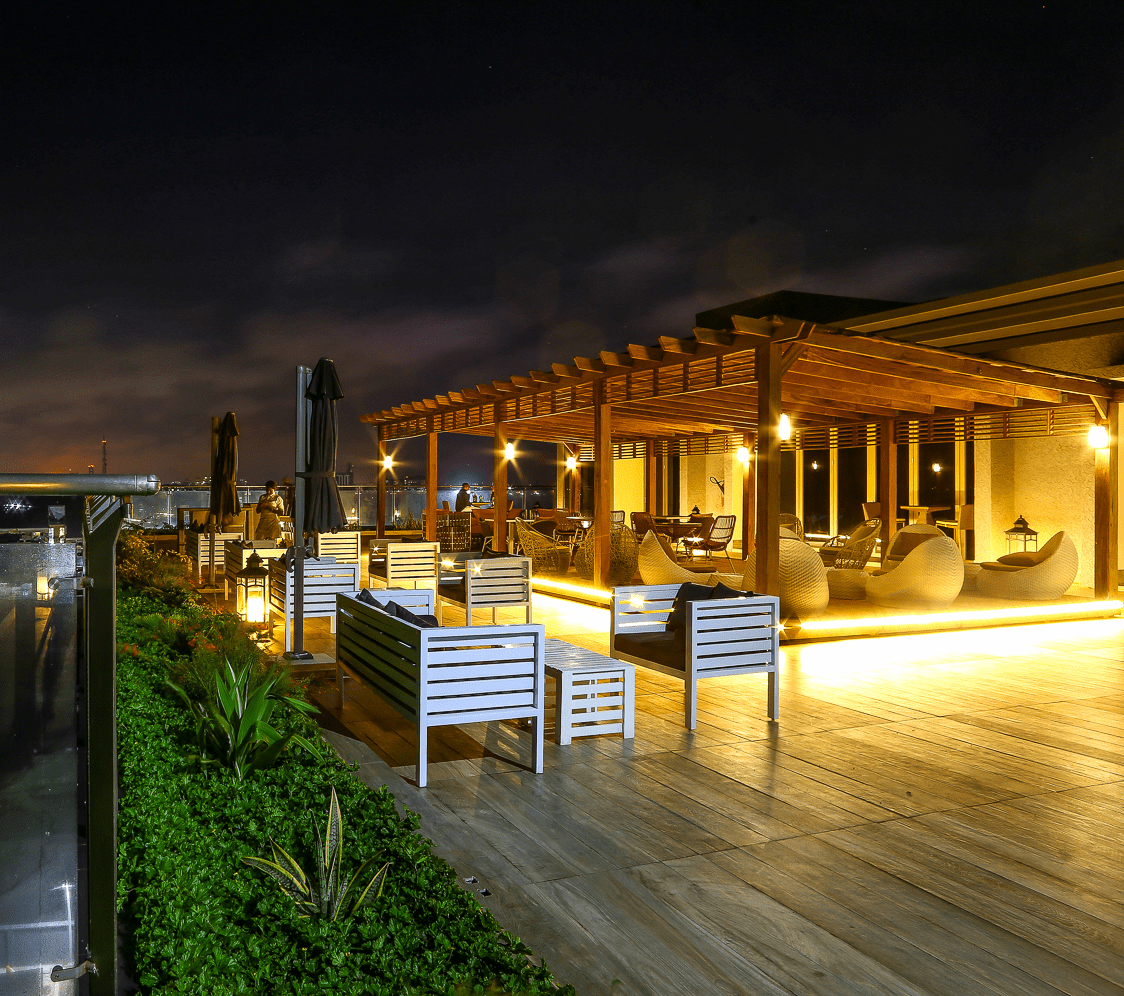 The best bars in Lagos | the ambient outdoor rooftop terrace at The View, TwinWaters