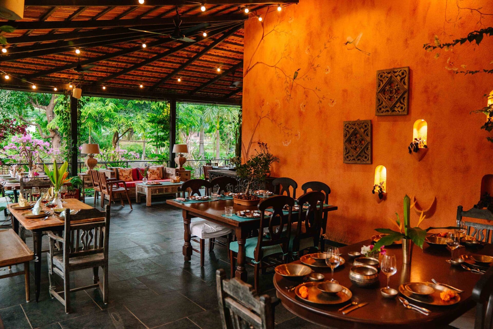 The best farm stays outside of Mumbai | The dining terrace at Tooth Mountain Farm
