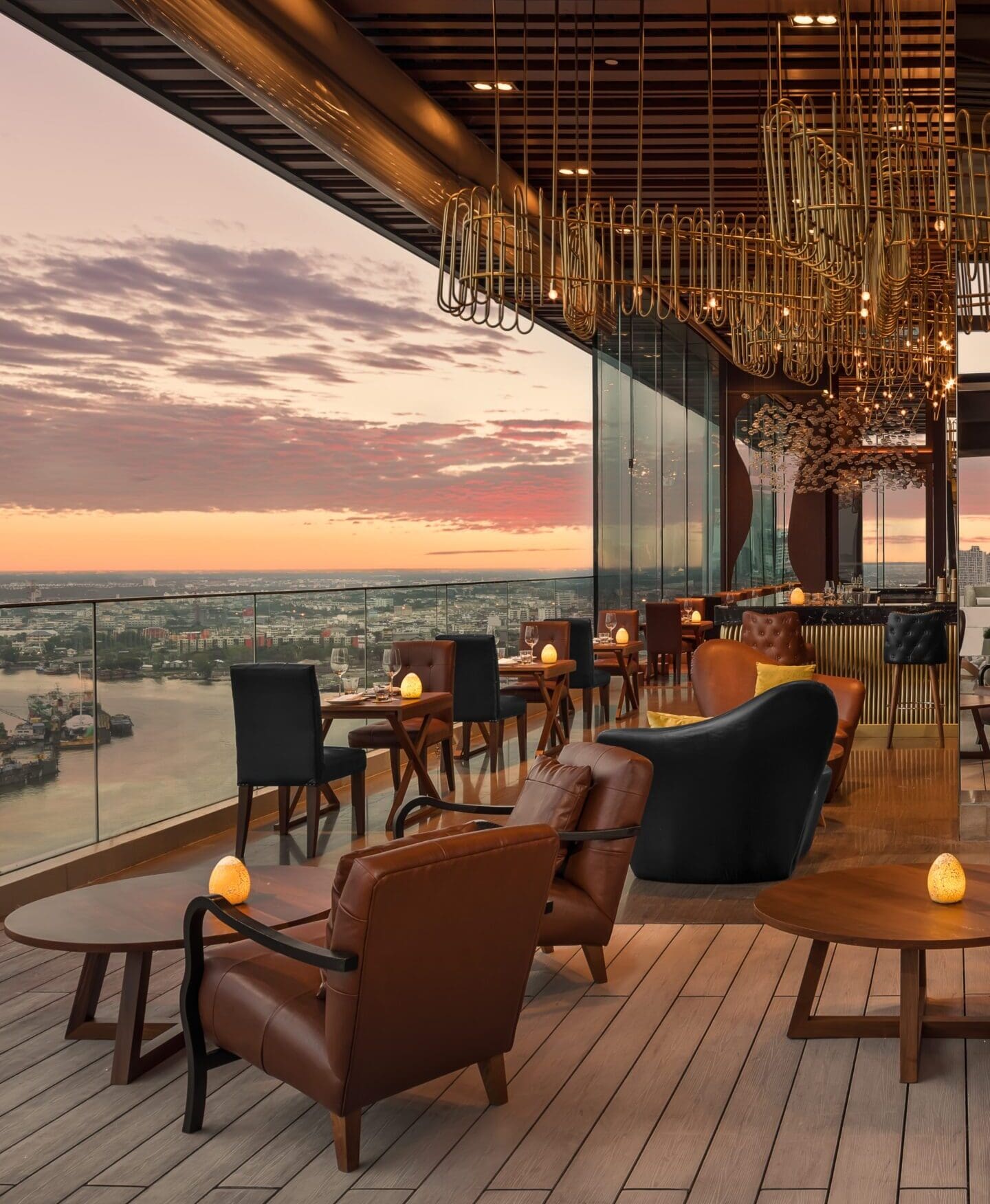 The rooftop Seen Bar at Avani+ Riverside Bangkok Hotel, with views across the city
