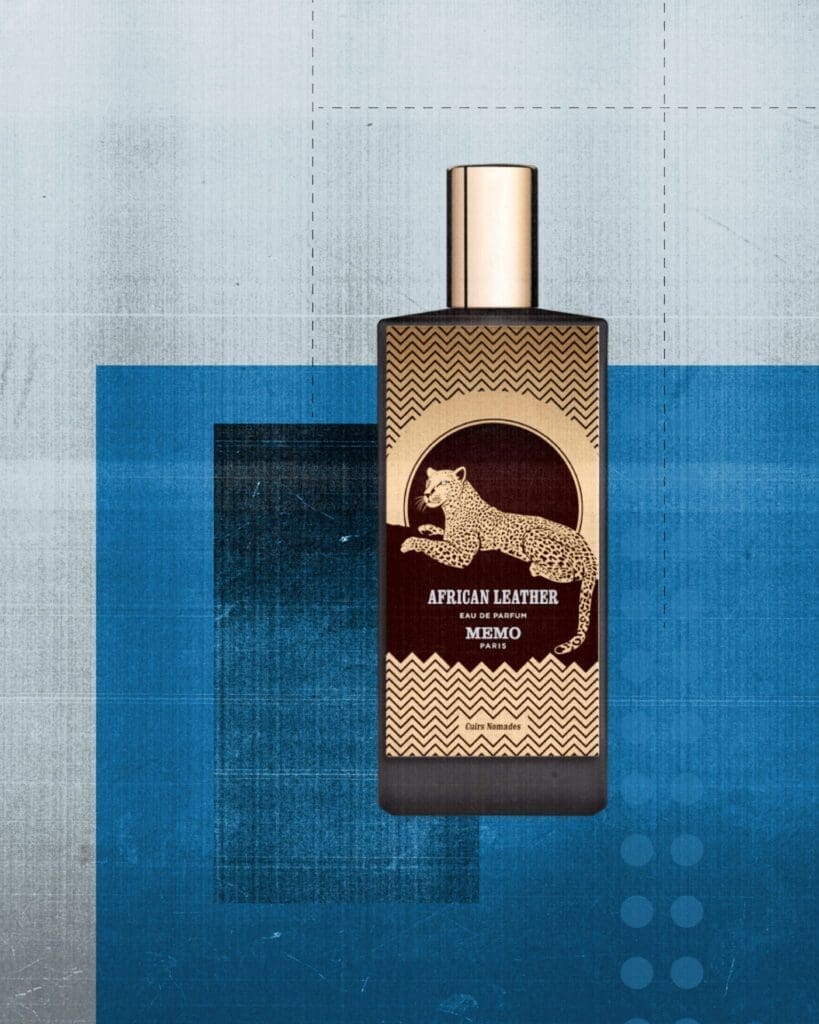Travel-inspired fragrance | a bottle of Memo Paris perfume against a blue backdrop