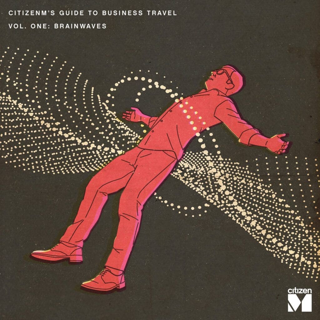 CitizenM, Music for Brainwaves | a graphic red figure seemingly floating against a dark backdrop