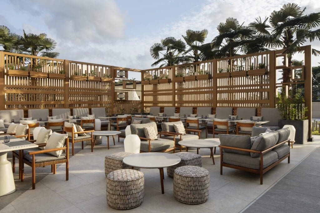 The outdoor terrace at the Lagos Marriott Hotel Ikeja