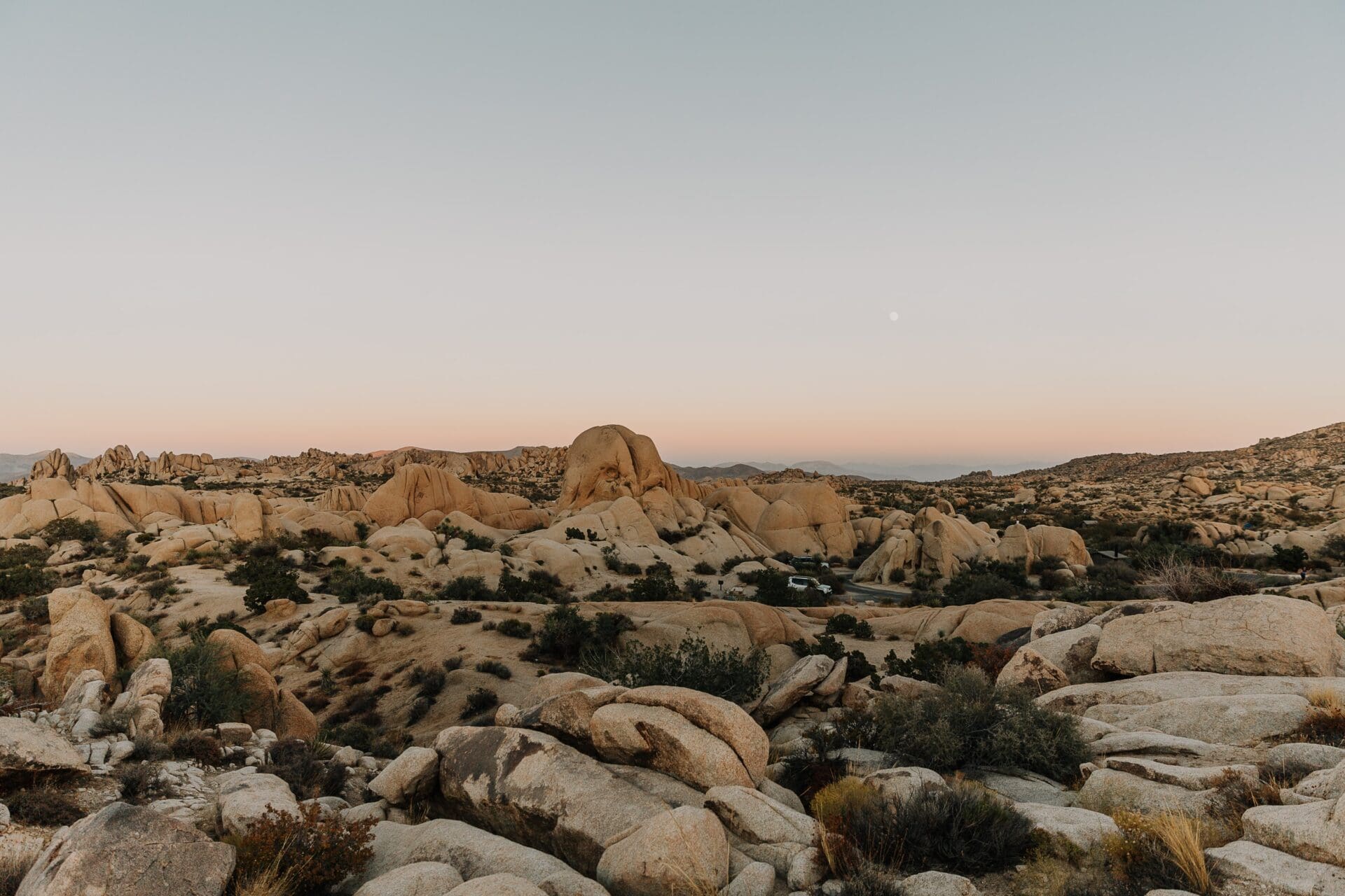 The best things to do in Joshua Tree | rugged desert landscape at dusk