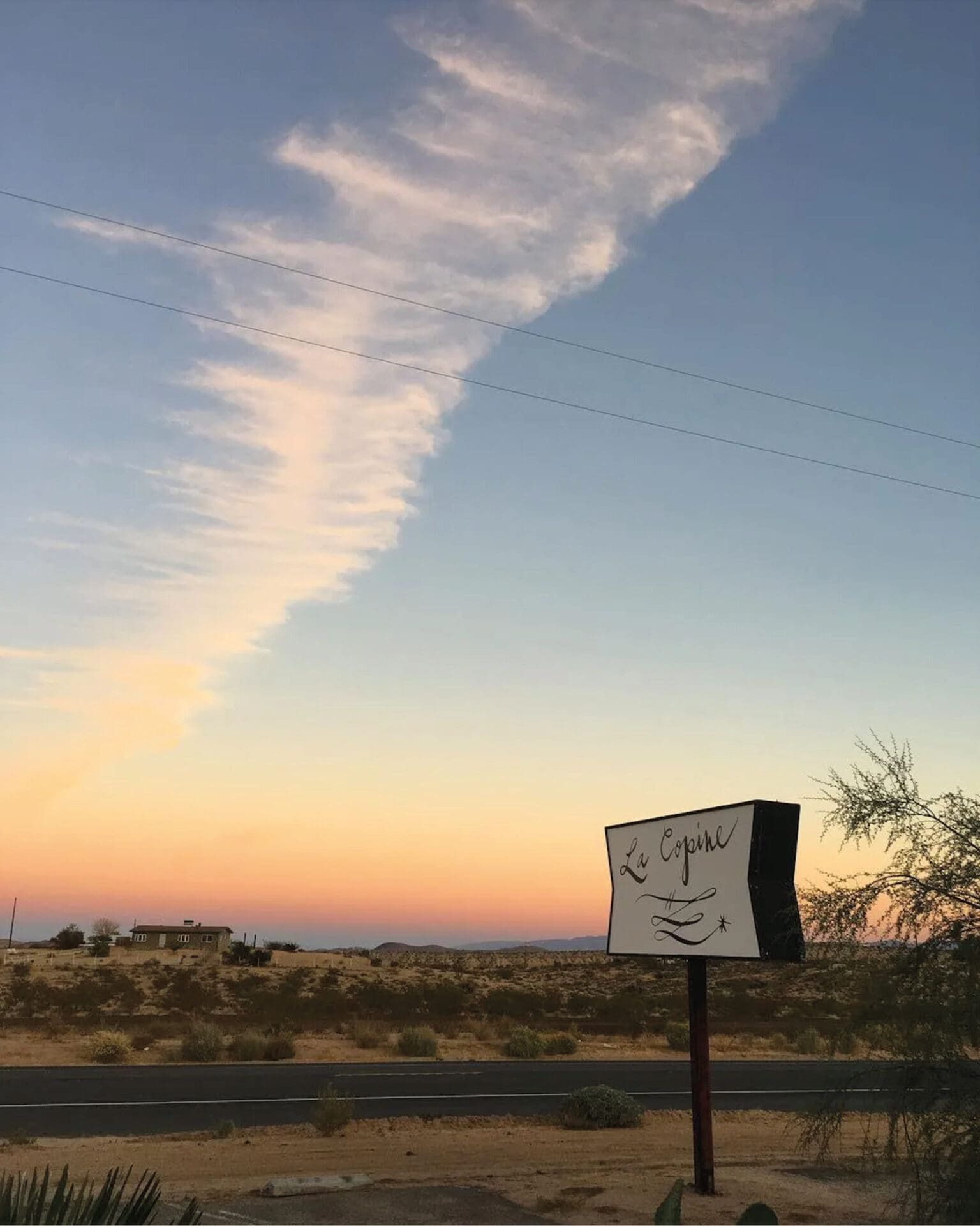 The best things to do in Joshua Tree | La Copine restaurant at dusk