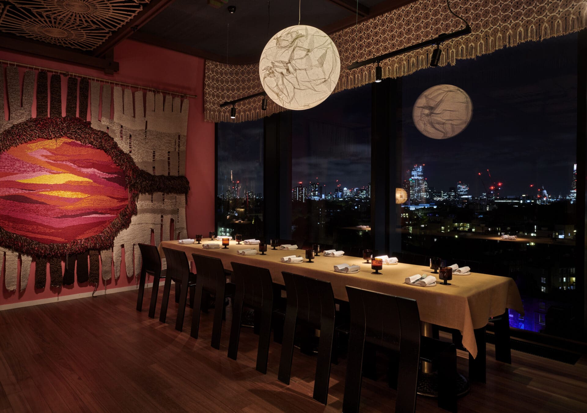 The best private dining rooms in London | Sparkly skyline views seen from the private dining room at Decimo, The Standard