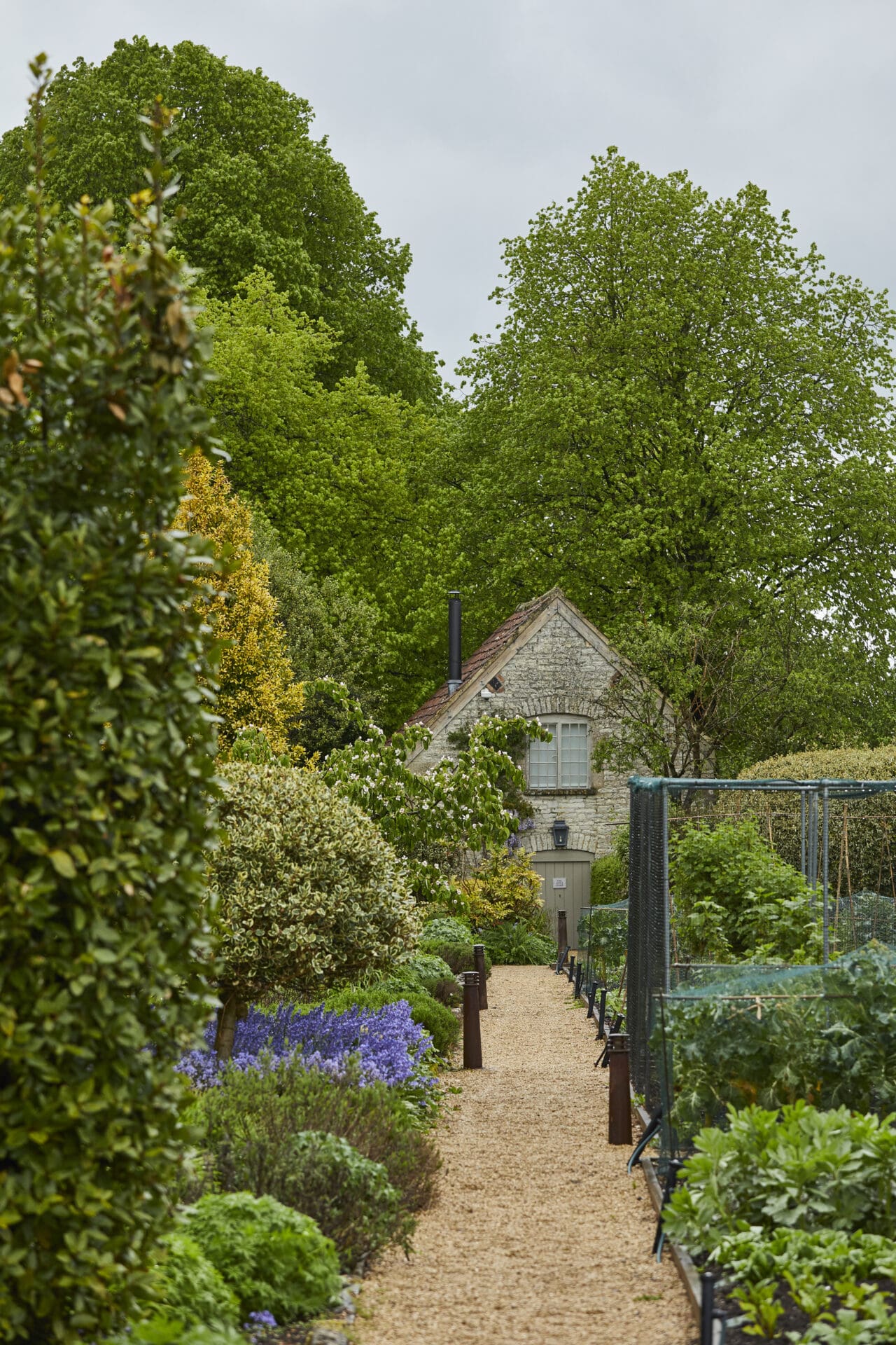 The Pig Near Bath, UK | gardens lined with lavender and greenery