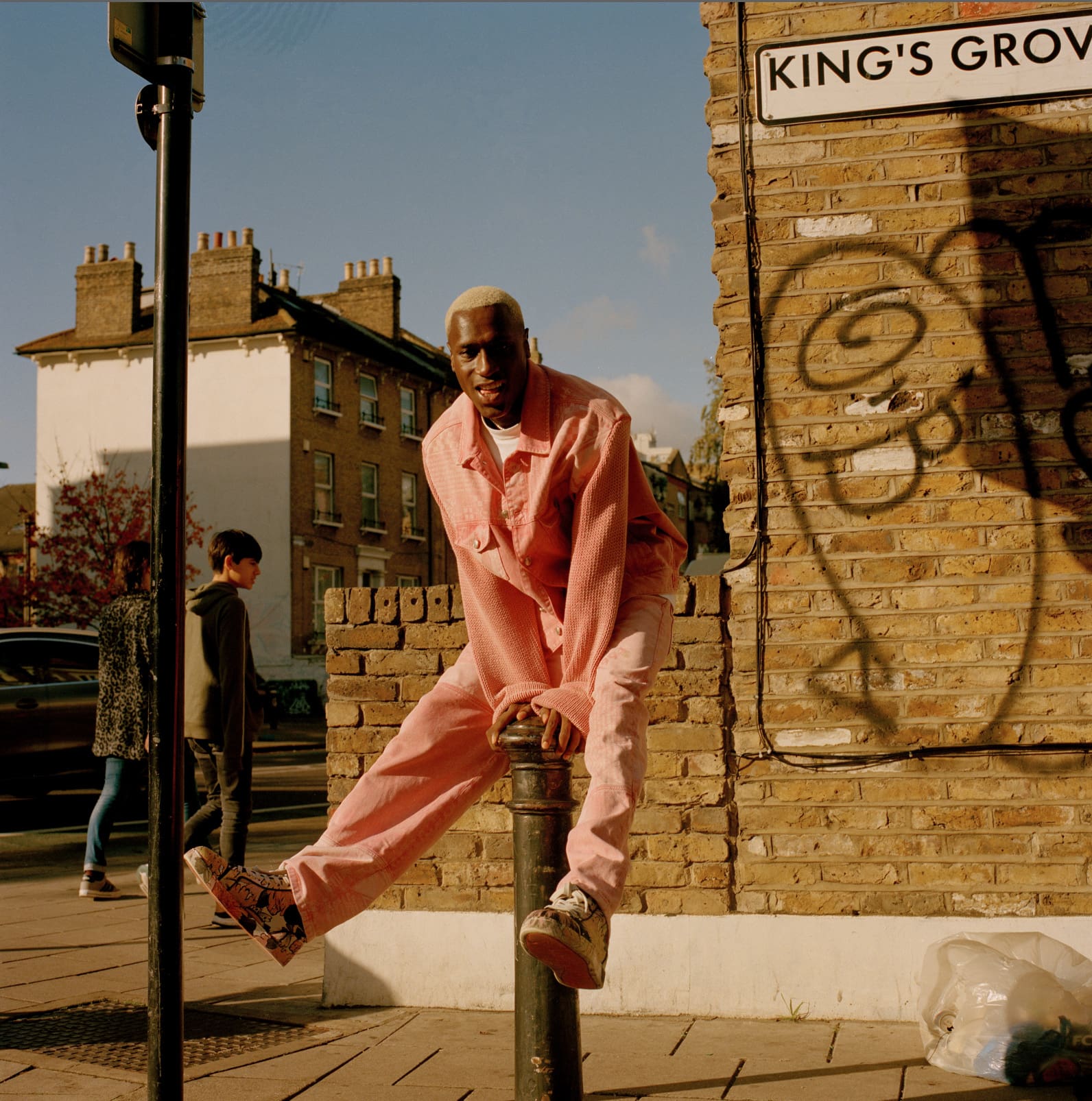 The Flag Twins | Kev and Karl Bonsu of The Flag Twins out and about in their hometown of Peckham, jumping over a bollard.