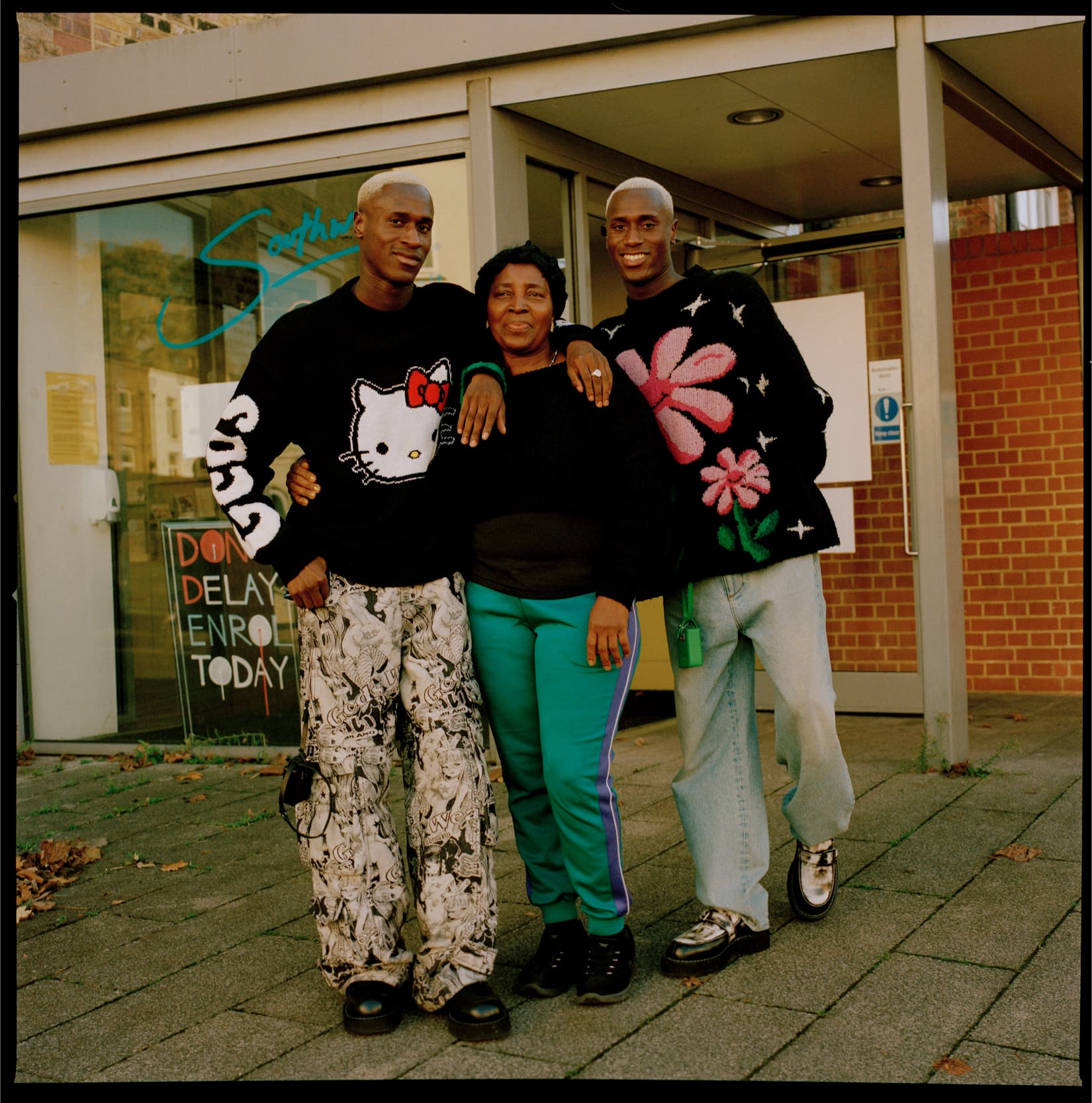 The Flag Twins | Kev and Karl Bonsu of The Flag Twins posing with their mum