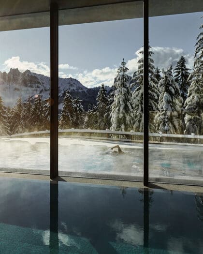 A guest enjoys the Spa Pool at FORESTIS