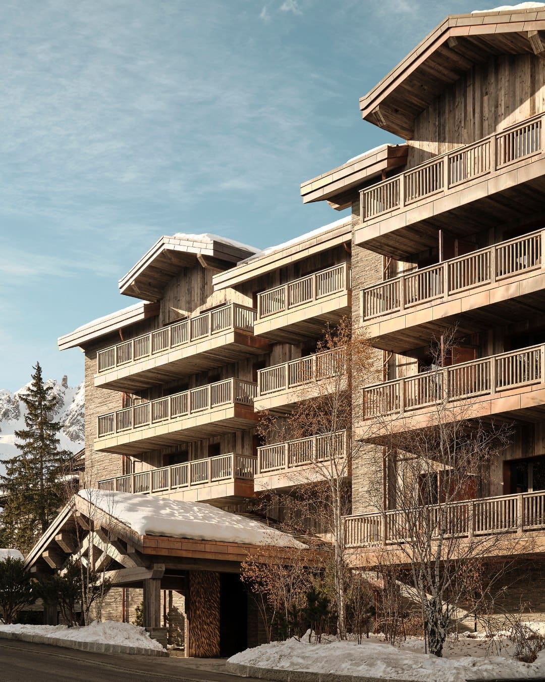 The exterior of Rosewood Courchevel Le Jardin Alpin