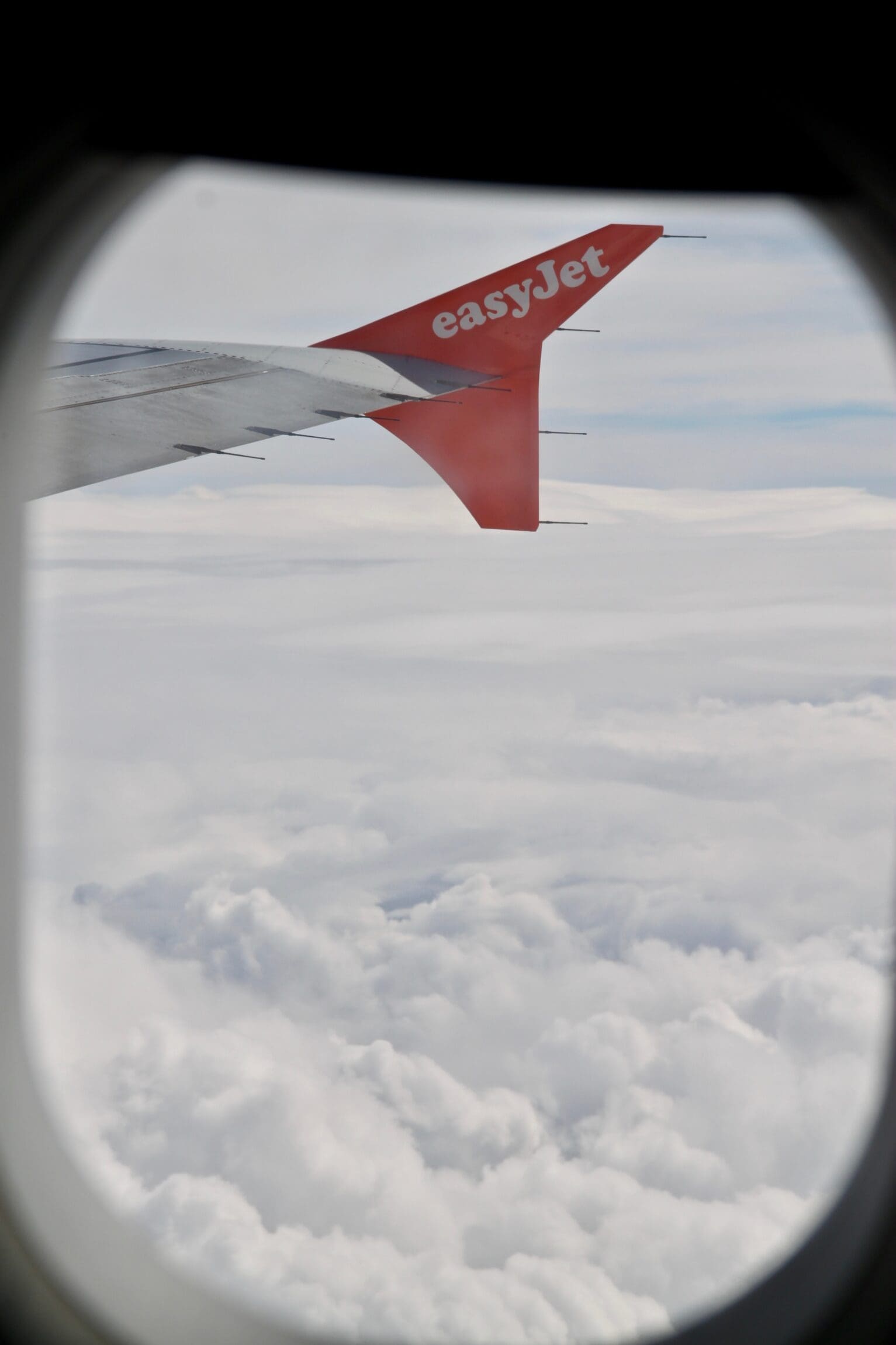 Airline news for winter 2022-2023 | an Easyjet plane flying across the clouds