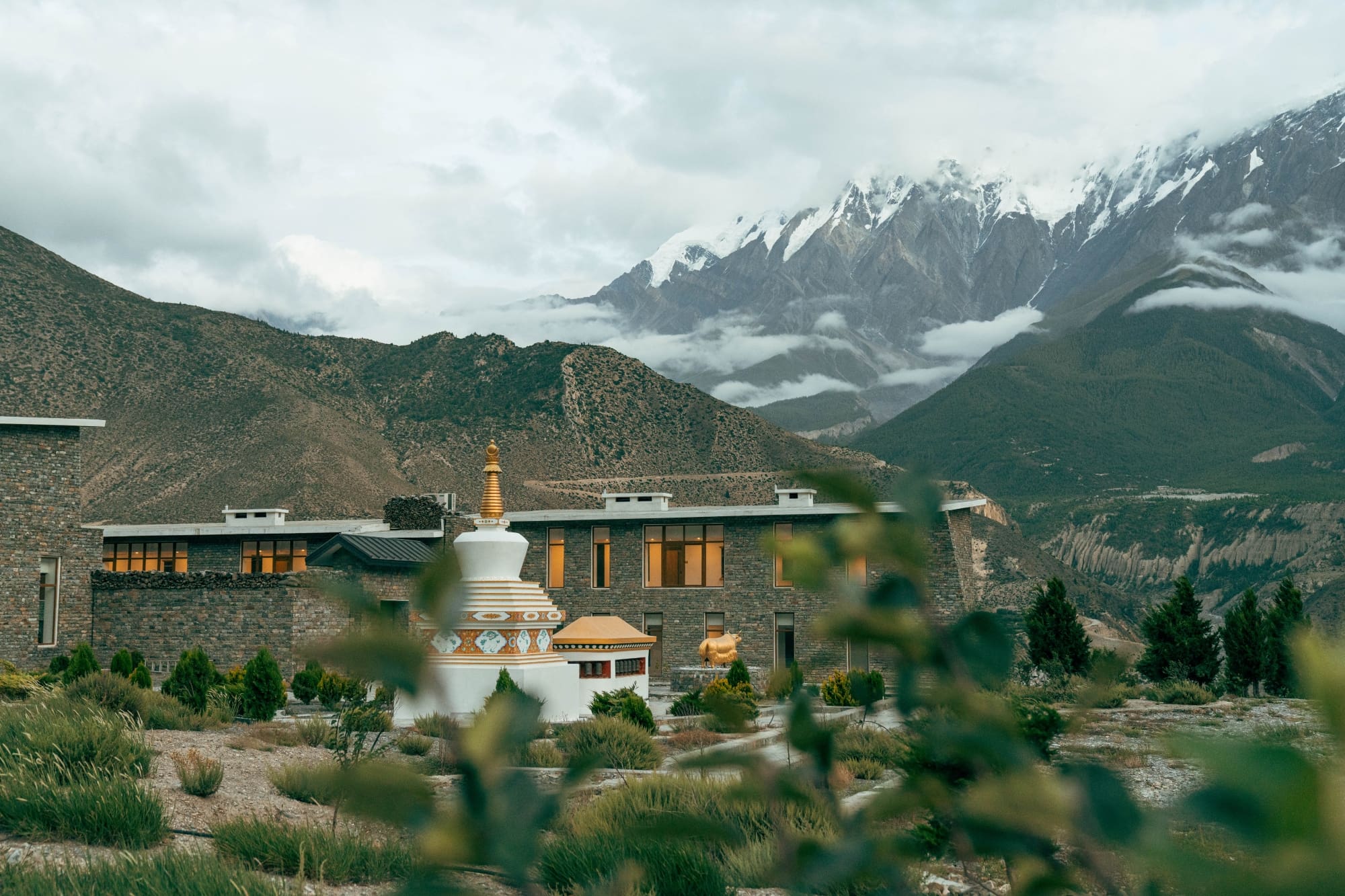 Shinta Mani Mustang in Nepal, beneath snow-capped mountains