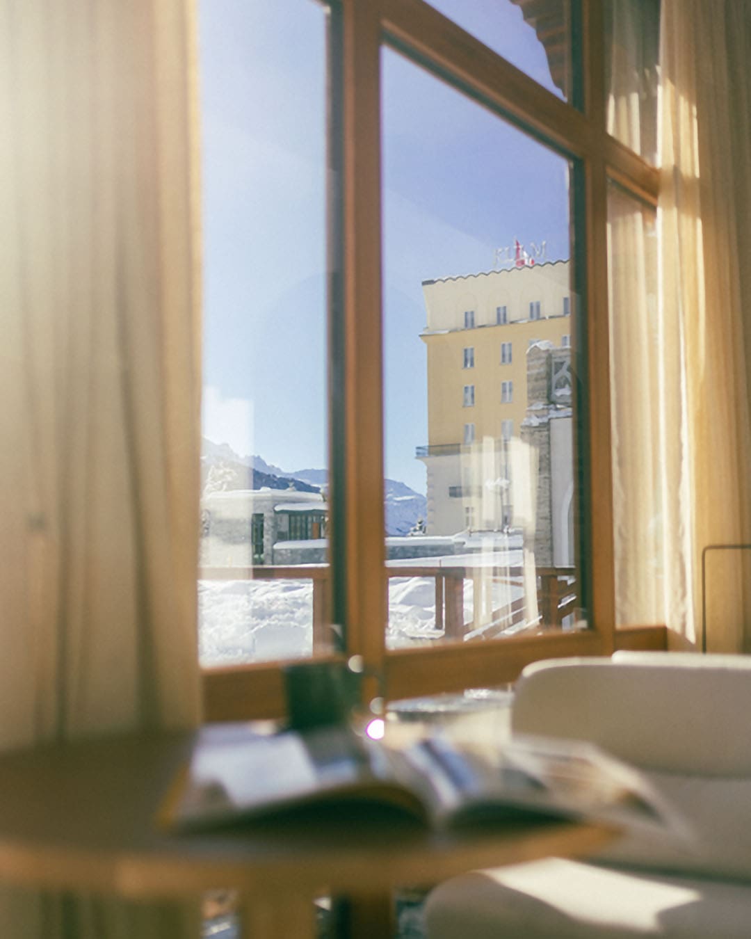 The best hotels in St Moritz | a view from a window at Kulm Hotel St. Moritz