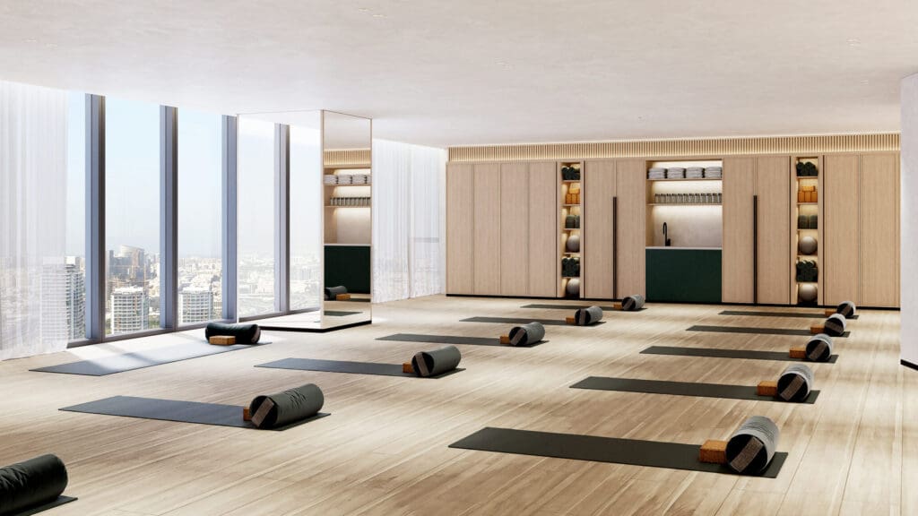 New hotel brands for 2023 | A yoga studio against the Dubai skyline by SIRO