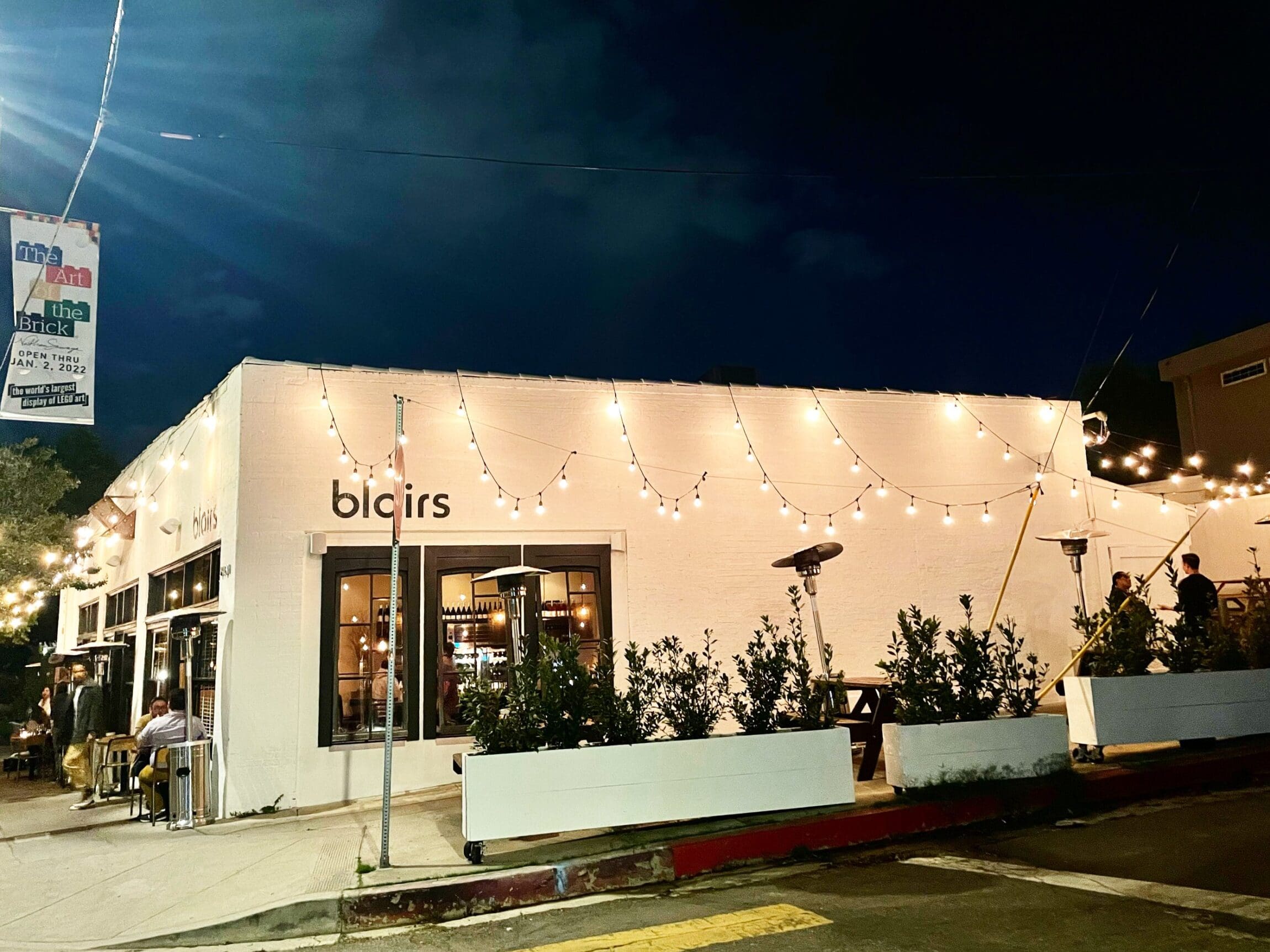 The best restaurants in Silver Lake | Blair's white-brick exterior at night