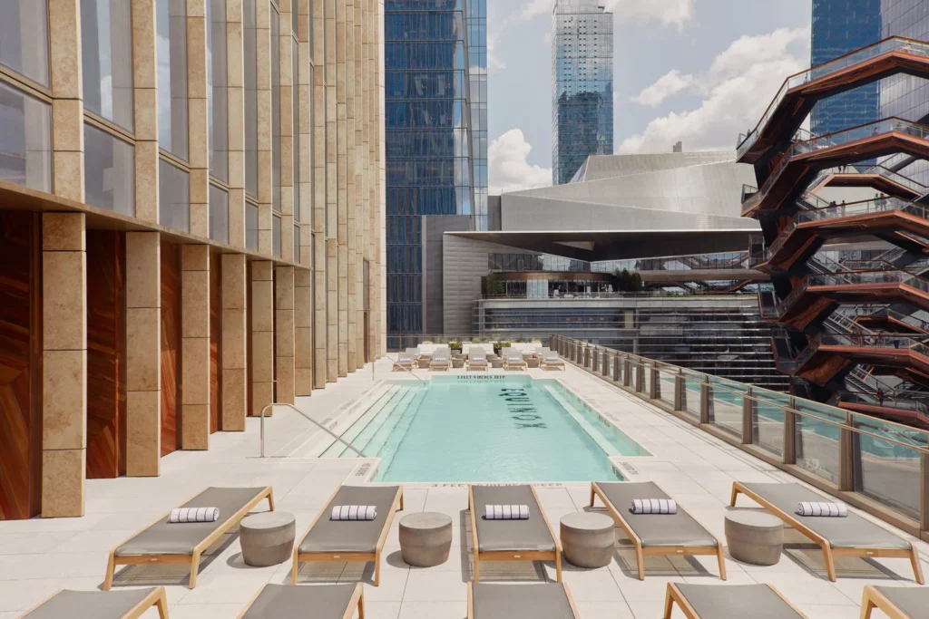The future of hotel wellness | the rooftop swimming pool at Equinox New York