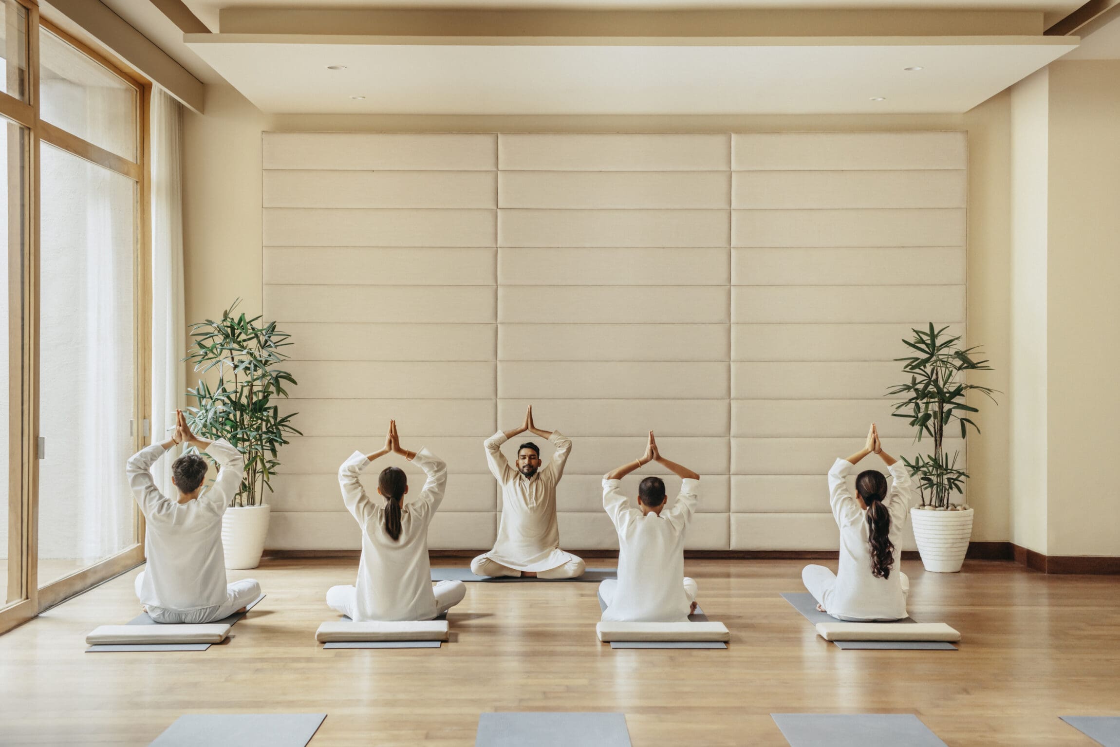 meditation and yoga in a light-filled studio at Six Senses Vana, India