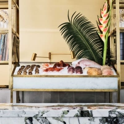 The best restaurants in Silver Lake, LA | The marble bar at Ceviche Project, with fish, lobster and other seafood on ice