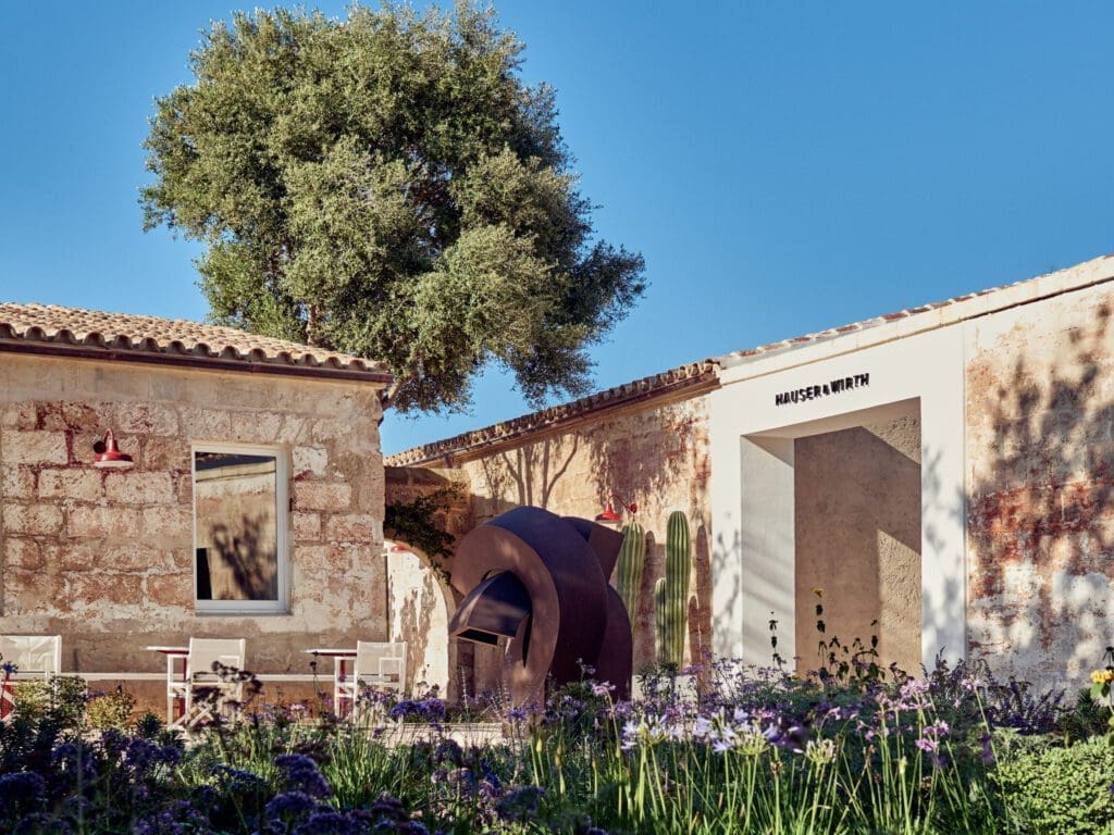 The most beautiful art and design destinations in Europe | The courtyard of Hauser & Wirth Menorca on the Isla del Rey in the harbour of Mahon.