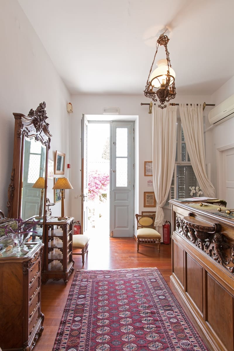 The charming entrance at Hotel Miranda, Hydra, Greece