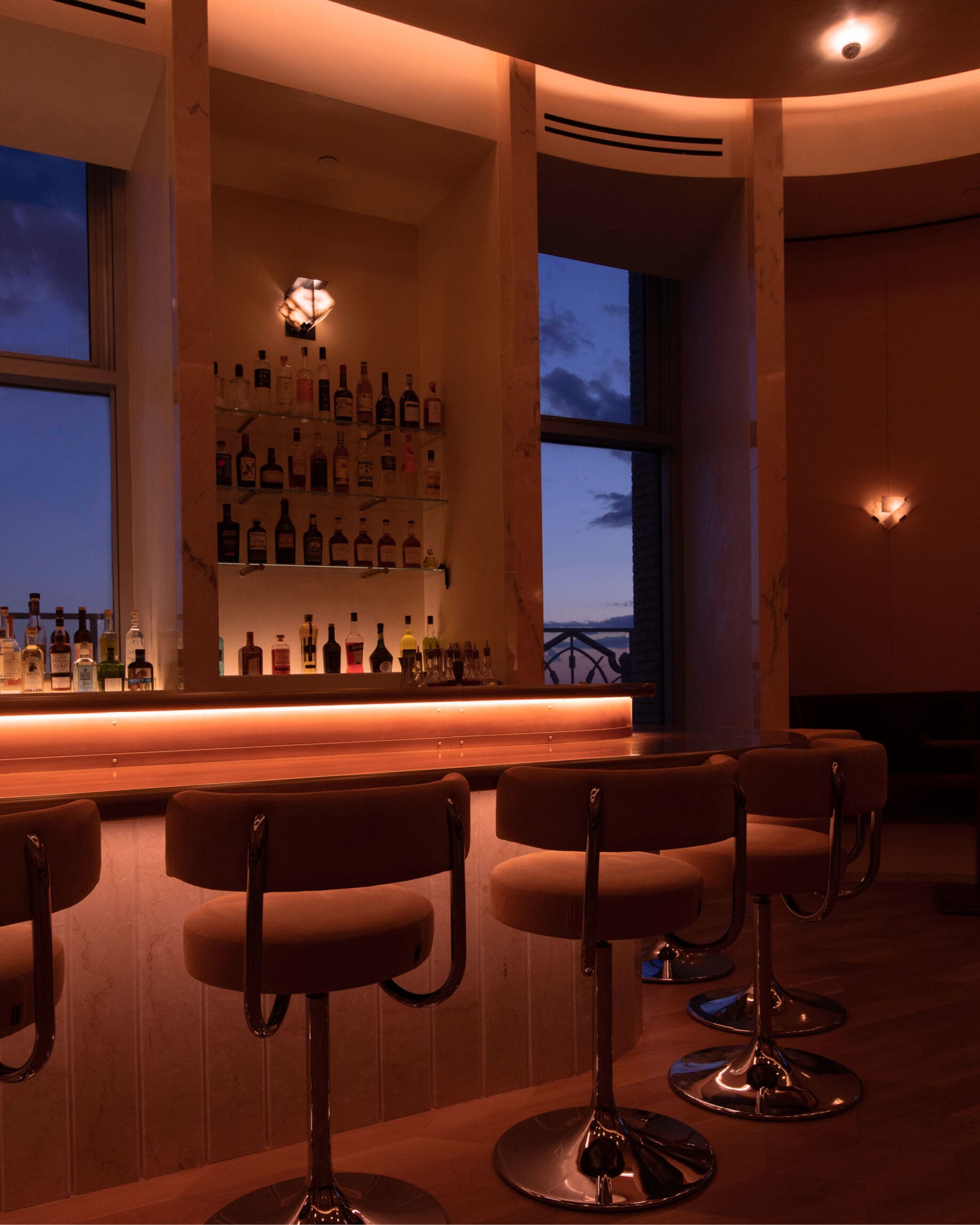 The best cocktail bars in New York | The low lit central bar at Overstory
