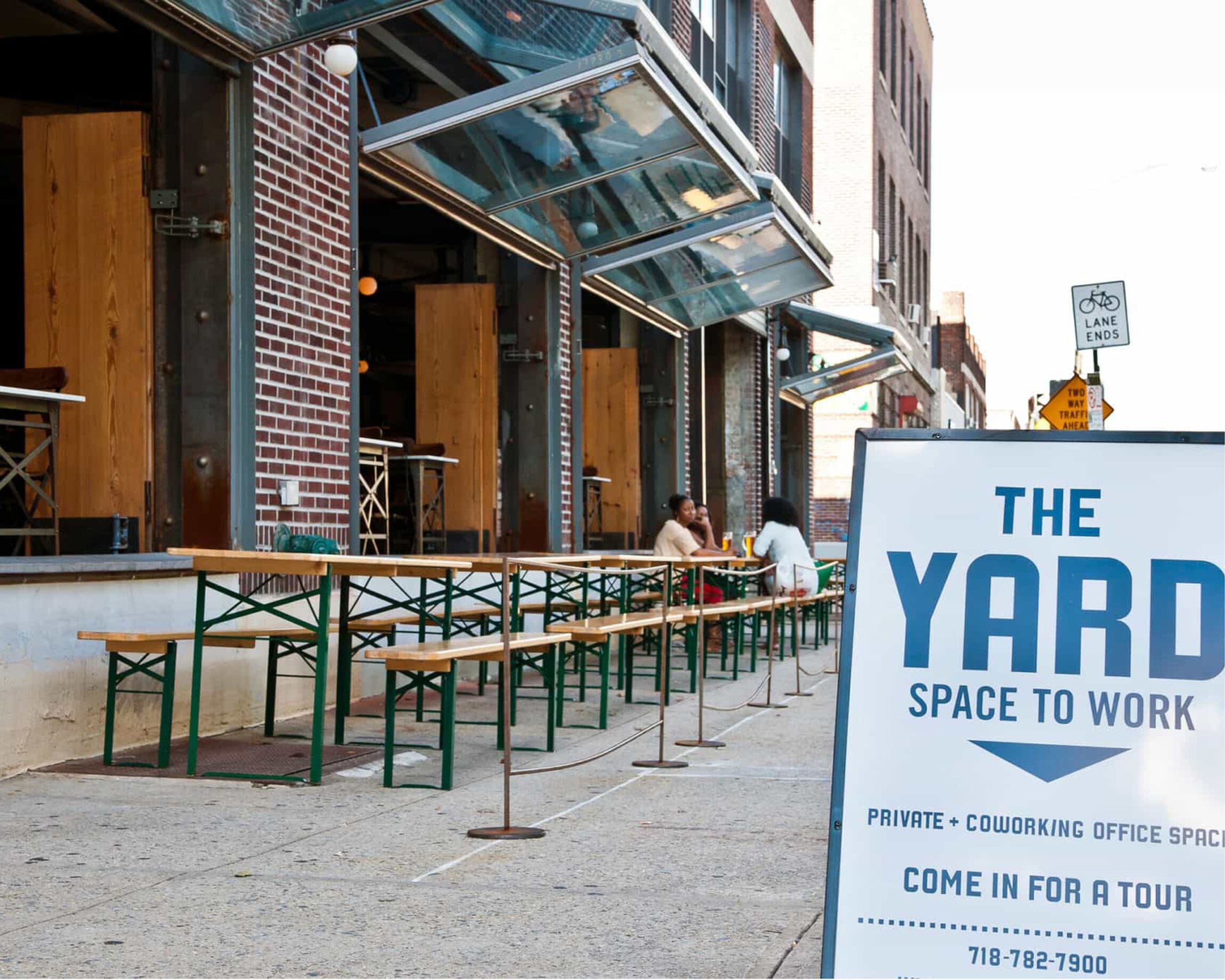 The best co-working space in New York | The Yard co-working office outdoor seating area