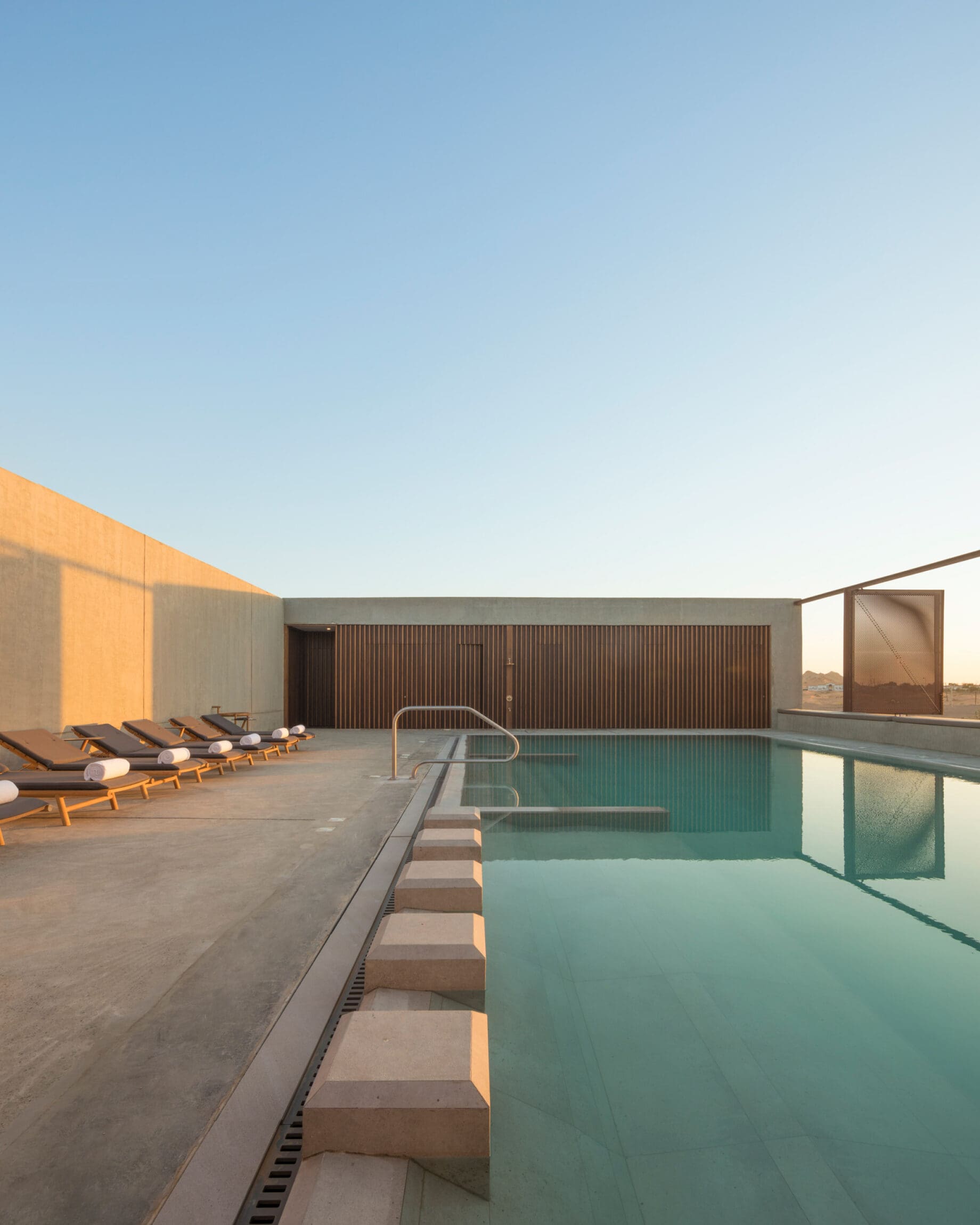 The best boutique hotels in Dubai | The minimalist pool at Mysk Al Faya Retreat, Sharjah