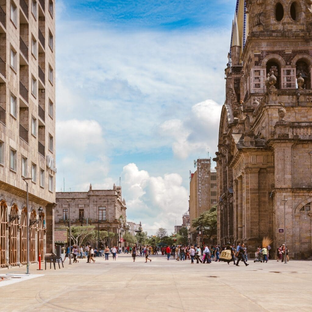 The new digital nomad destinations | a square in Guadalajara, Mexico