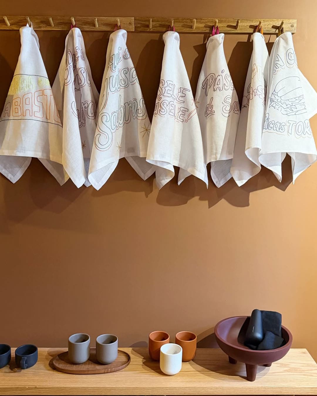 Linens on display at A Mesa Puesta in Mexico City