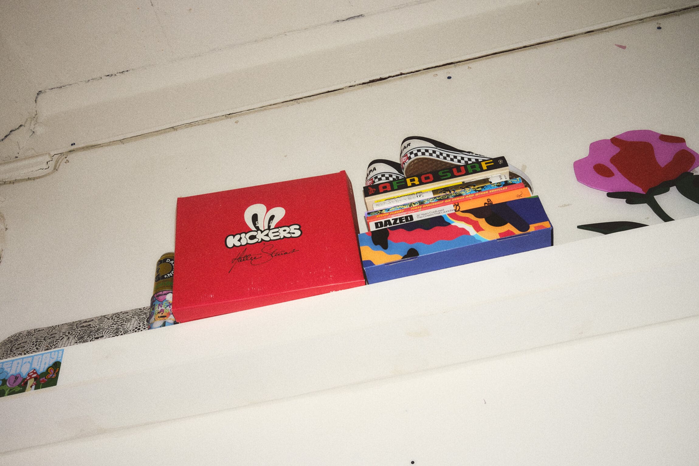 Objects on a shelf in Hattie Stewart's London studio