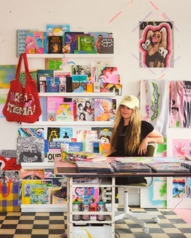 Illustrator Hattie Stewart in her London studio, photography by Jack Johnstone